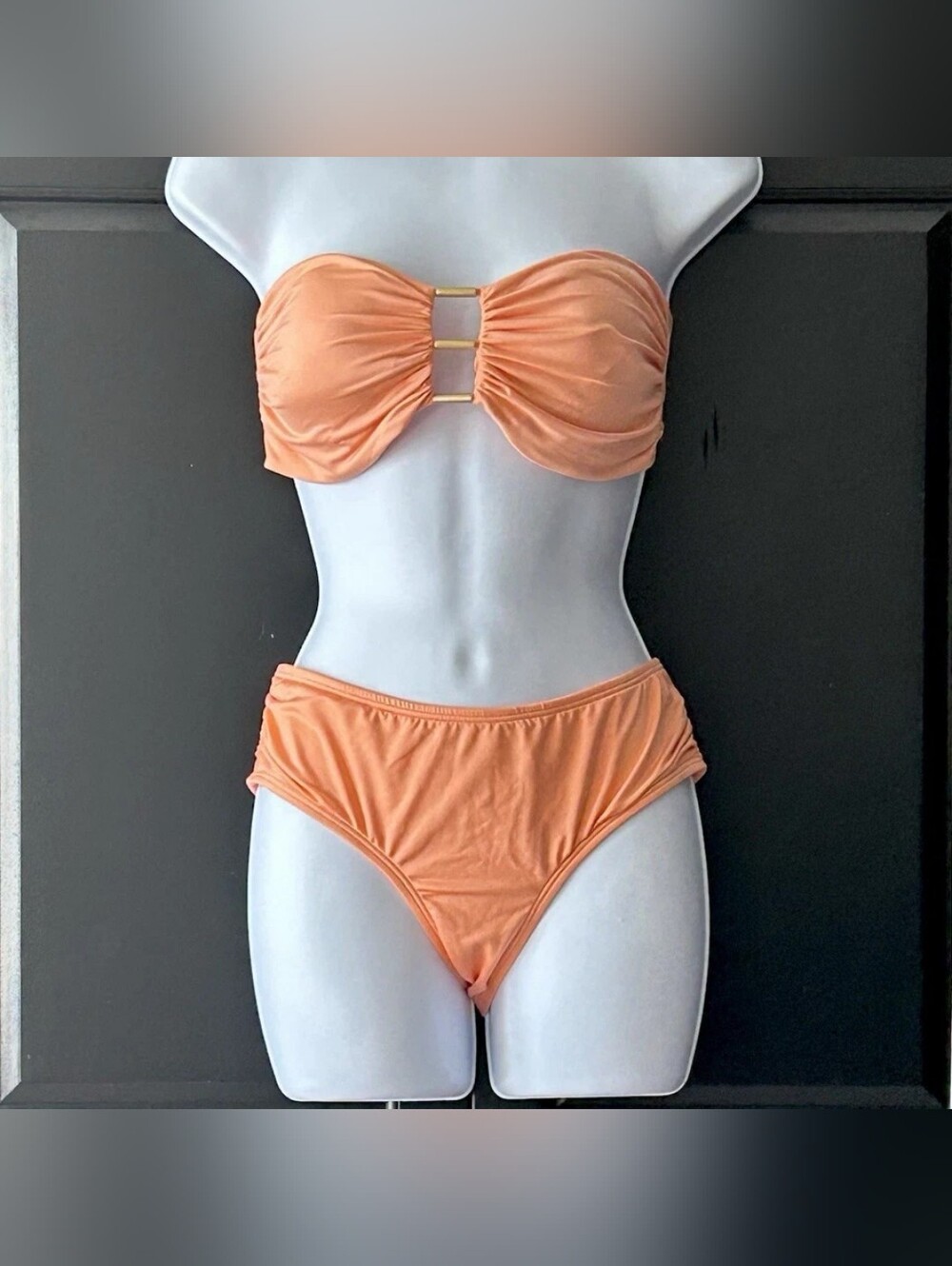 Peach Strapless Bandeau Bikini Set - Women Swim